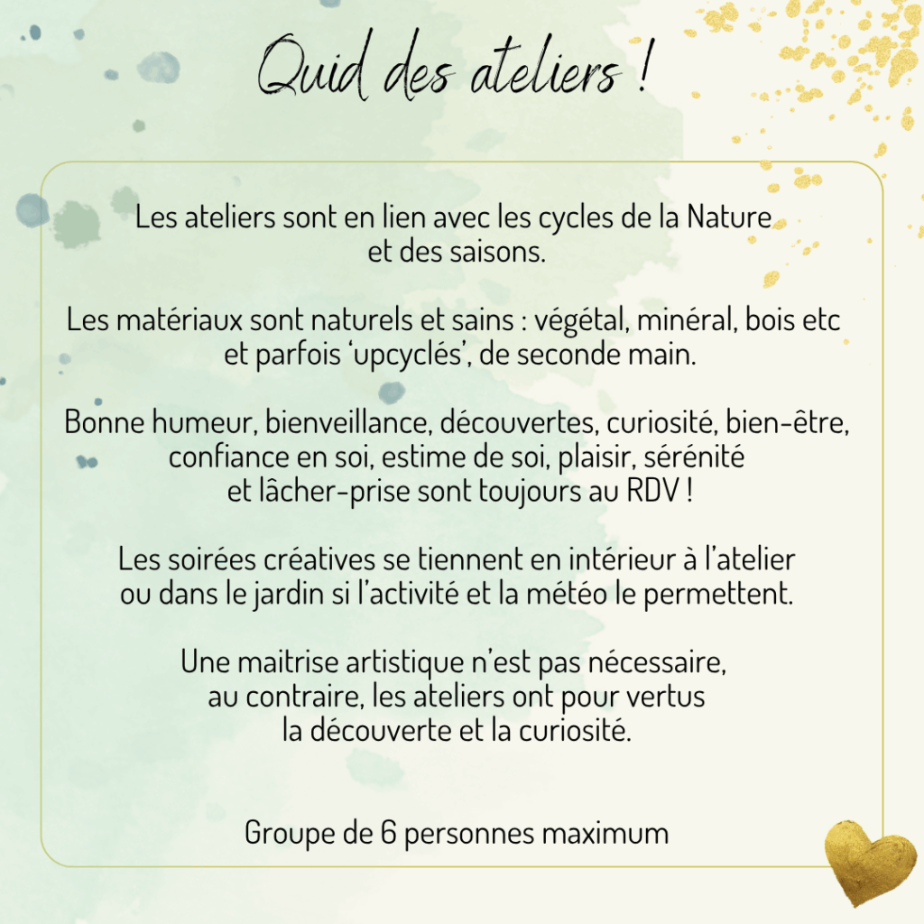 Ateliers proposés et calendrier 2025-2026