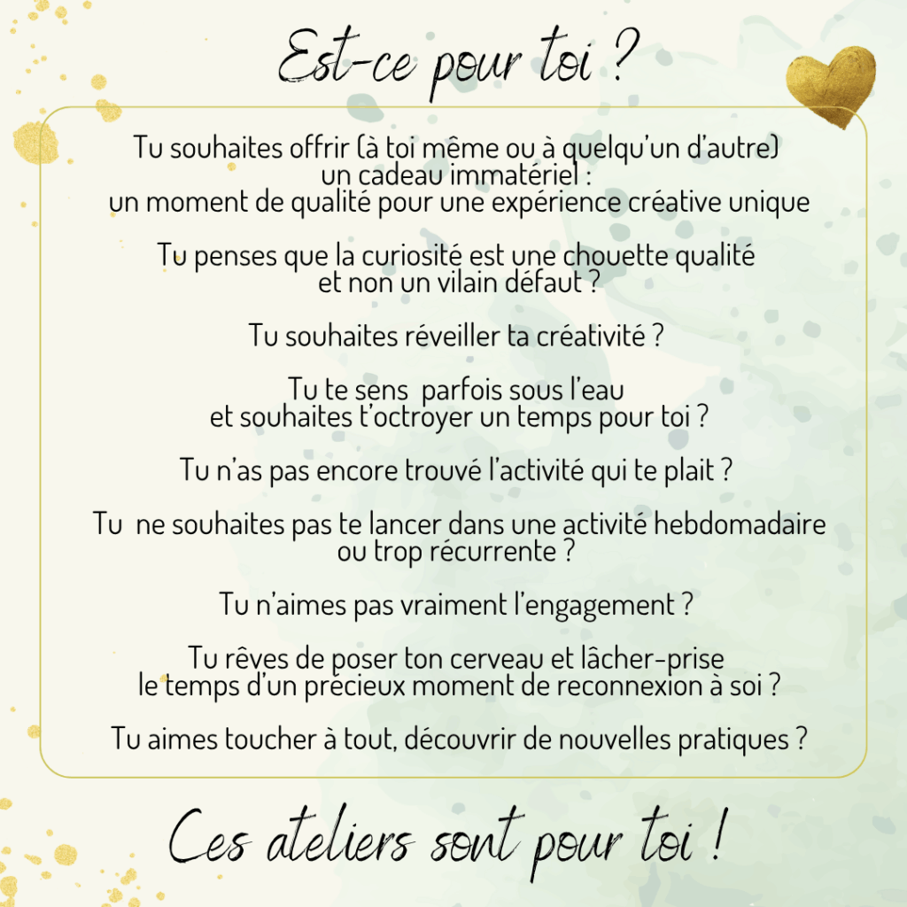 Ateliers proposés et calendrier 2025-2026