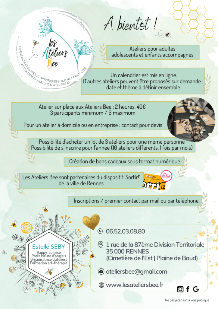 ateliers proposés particuliers et entreprise
